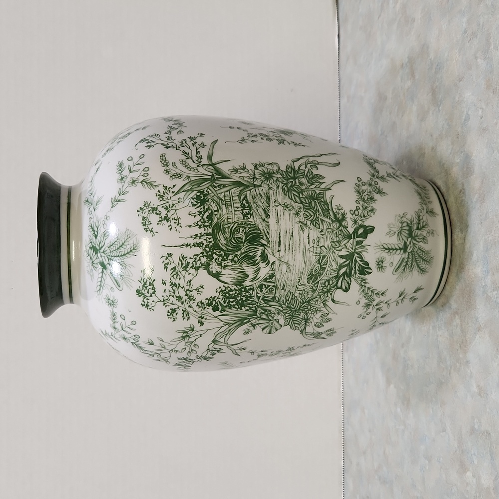 Pristine vintage poss antique vase transferware toile.